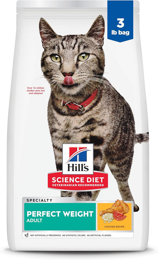 Hill'S Science Diet Dry Cat Food, Adult, Perfect Weight for Healthy Weight & Weight Management, Chicken Recipe, 3 Lb. Bag
