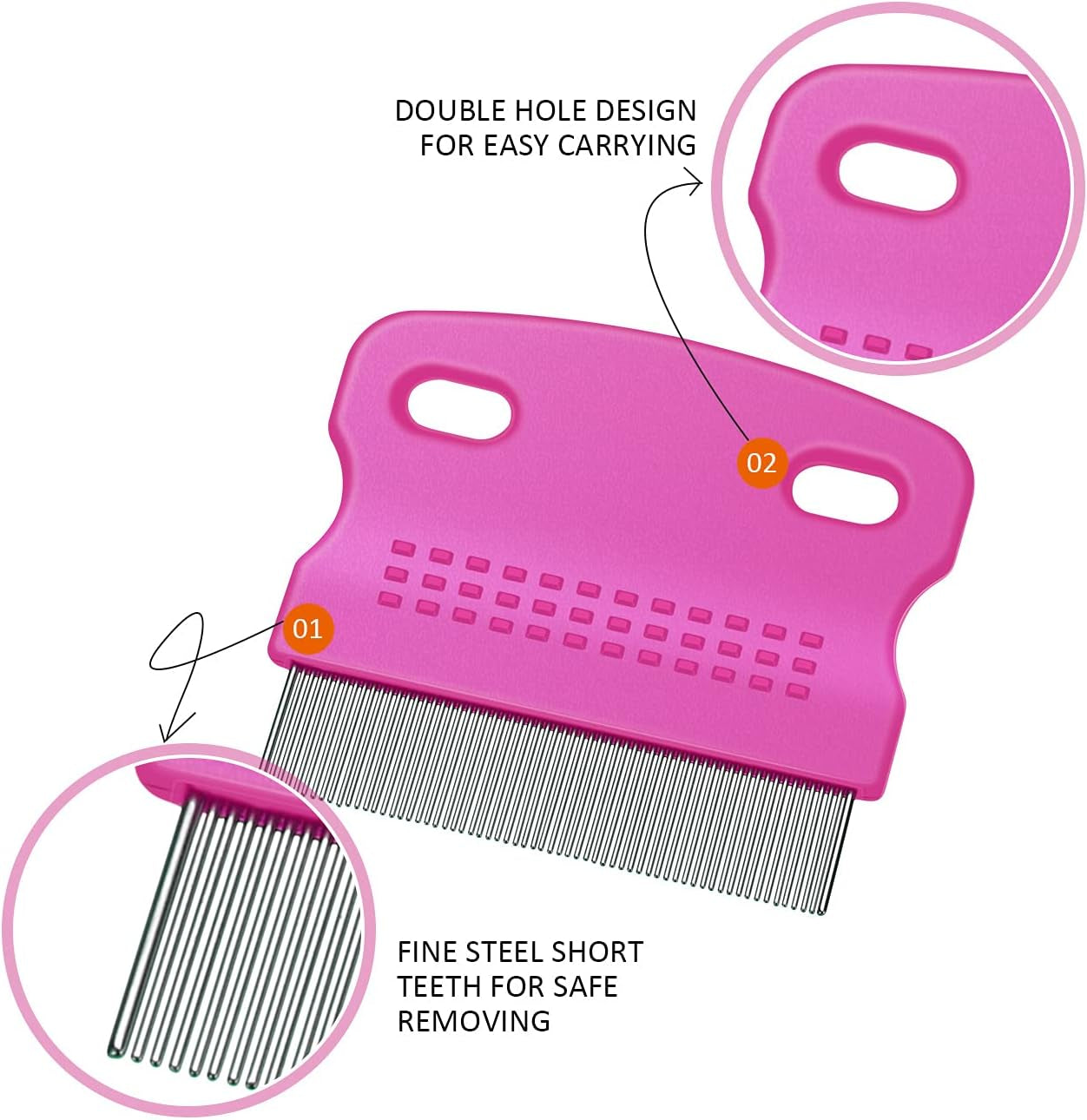 6 Pieces Pet Lice Combs Dog Grooming Flea Comb Cat Tear Stain Comb for Removal Dandruff, Hair Stain, Nit (White, Yellow, Green, Purple, Orange, Dark Blue)