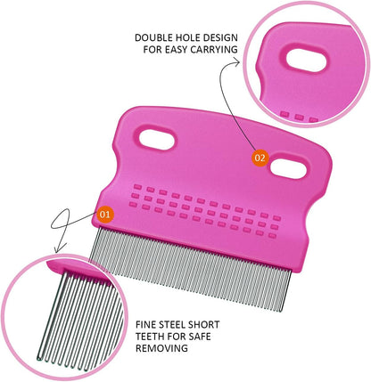 6 Pieces Pet Lice Combs Dog Grooming Flea Comb Cat Tear Stain Comb for Removal Dandruff, Hair Stain, Nit (White, Yellow, Green, Purple, Orange, Dark Blue)