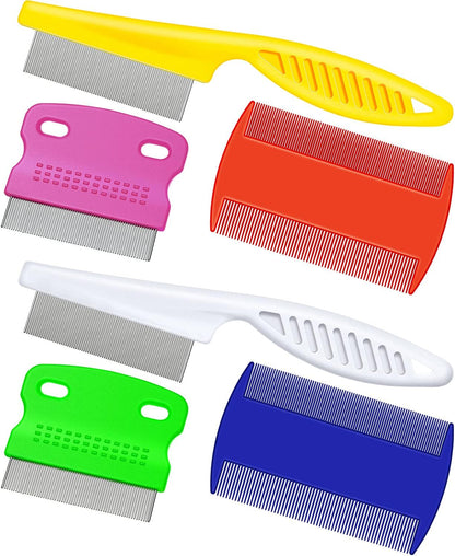 6 Pieces Pet Lice Combs Dog Grooming Flea Comb Cat Tear Stain Comb for Removal Dandruff, Hair Stain, Nit (White, Yellow, Green, Purple, Orange, Dark Blue)