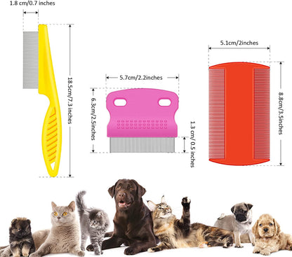 6 Pieces Pet Lice Combs Dog Grooming Flea Comb Cat Tear Stain Comb for Removal Dandruff, Hair Stain, Nit (White, Yellow, Green, Purple, Orange, Dark Blue)