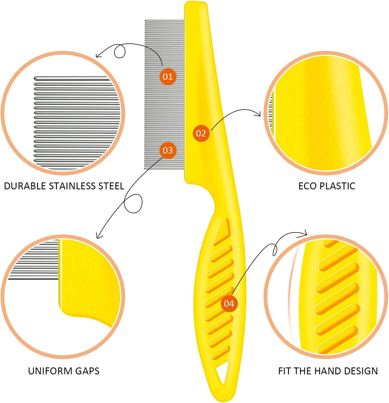 6 Pieces Pet Lice Combs Dog Grooming Flea Comb Cat Tear Stain Comb for Removal Dandruff, Hair Stain, Nit (White, Yellow, Green, Purple, Orange, Dark Blue)