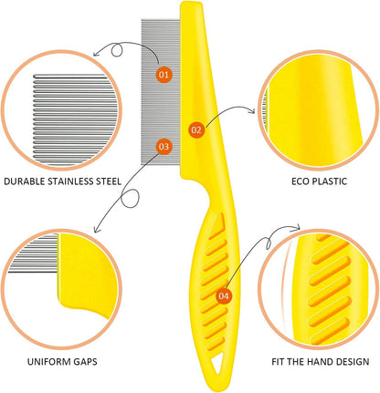 6 Pieces Pet Lice Combs Dog Grooming Flea Comb Cat Tear Stain Comb for Removal Dandruff, Hair Stain, Nit (White, Yellow, Green, Purple, Orange, Dark Blue)